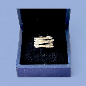 Elegant 5 Strand Silver & Lab Created Diamond Women's Ring